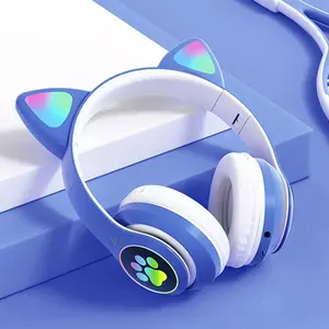 Bluetooth <b>Cat</b> <b>Ear</b> <b>Headphones</b> With LED Luminous Paw Lights, Over-<b>Ear</b> Wireless Stereo Sound, Touch Control, Type-C Charging, Pink - Product Image 4
