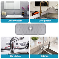 Tapis de protection anti-éclaboussures en silicone minimaliste et écologique pour robinet, idéal pour le séchage des ustensiles de cuisine et la protection du comptoir, usage domestique - Nouveauté 2024