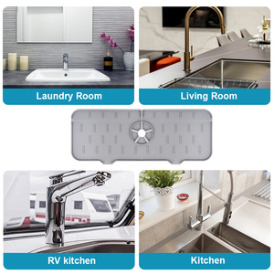 Tapis de protection anti-éclaboussures en silicone minimaliste et écologique pour robinet, idéal pour le séchage des ustensiles de cuisine et la protection du comptoir, usage domestique - Nouveauté 2024 - Product Image 4