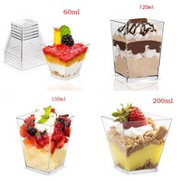Stock 60ml12 0/150ml jetable en plastique carré tasse à dessert mousse tasse à gâteau tasses à crème glacée