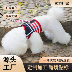 Harnais pour chien rayé bleu marine pour petits chiens, caniche, teddy, pomeranian, en polyester, avec laisse incluse - Product Image 5