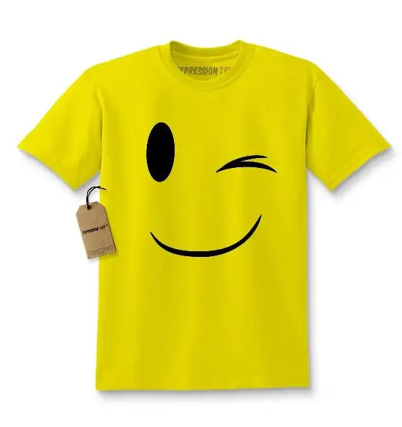 Chàng trai sáng màu vàng mặt cười đồ họa TEE cho vui hàng ngày thời trang