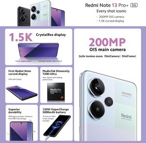 Proveedor Chino Xiaomi <span class=keywords><strong>Redmi</strong></span> <span class=keywords><strong>Note</strong></span> 13 <span class=keywords><strong>PRO</strong></span> + Plus 5G Original AMOLED Octa Core 6.7 <span class=keywords><strong>12</strong></span> GB 512 GB <span class=keywords><strong>Redmi</strong></span> <span class=keywords><strong>Note</strong></span> 13 <span class=keywords><strong>Pro</strong></span> Plus para Xiaomi - Product Image 6