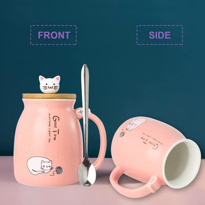 OFERTA 2026 Taza Rosa de 450 ml con Diseño de Dibujos Animados, para Hogar, Oficina, Niños, Madres, Regalos de Cumpleaños, Navidad, Tazas de Café con Gatos Adorables, Tazas de Cerámica para Té, Taza para Leche - Product Image 6