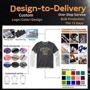 T-shirts pour hommes décontractés à épaules tombantes, coupe ample personnalisée, prix bas, deux pièces, TKAN923D, 100% coton lourd, streetwear - Product Image 3