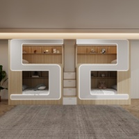 Lit simple en bois moderne de type capsule, OEM usine, avec rangement sécurisé, pour auberges de jeunesse, dortoirs d'appartements et hôtels