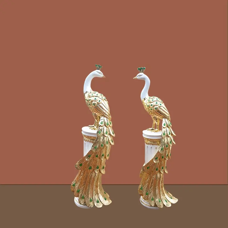 التميمة الطيور الحرف نماذج للحيوانات تمثال النحت الراتنج تمثال الطاووس ديكور المنزل الراتنج الطاووس الحلي
