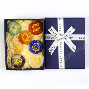 Natural Engraved Gemstone <strong>Kit</strong> 7 Seven Chakra <strong>Crystal</strong> Healing Set, Balancing Chakra Stone Set - Product Image 6