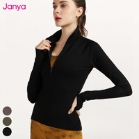 Vestes d'entraînement légères demi-fermeture éclair col montant chemise de sport à manches longues trous pour les pouces Gym Fitness hauts veste de Yoga pour les femmes