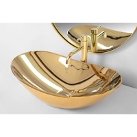 Lavabo de salle de bain doré de luxe, lavabo WC coloré, lavabos sur pied, design tendance, lavabo doré de luxe