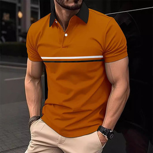 <span class=keywords><strong>Polo</strong></span> <span class=keywords><strong>de</strong></span> manga corta con estampado a rayas y solapa, anti-bolitas, informal, para hombre, tallas grandes - Product Image 2