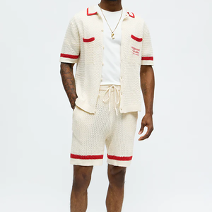 OEM Factory Customized Knitted Short Sleeved Summer Thin 100% Cotton Anti-Pilling Quick Dry Breathable Turn-down <strong>Cardigan</strong> <strong>Men</strong> - Product Image 3