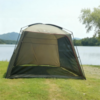 Tente de pêche avec moustiquaire à structure en acier pour 5-6 personnes - Abri de pêche en plein air respirant en polyester pour toutes les saisons avec vue panoramique