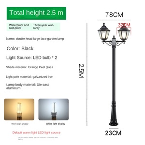Double Head Garden Lamp 2.5M Black <b>LED</b> Warm White IP66 Iron Outdoor <b>Light</b> Post with <b>Motion</b> <b>Sensor</b> and 10-Year Warranty - Product Image 1