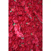 Décoration de mariage A3, panneau de fond mural de fleurs rouges 8ft x 8ft, mur de fleurs artificielles en soie 3D 5D enroulable