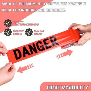 Đỏ nguy hiểm băng 12 gói 3 inch x 1000 feet Halloween trang trí <span class=keywords><strong>PE</strong></span> Chất liệu nước kích hoạt dính áp lực dính - Product Image 3