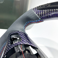 Volant en cuir perforé avec trous pour pagaies, en fibre de carbone et soie violette, pour BMW E90 E92 E93 E94, personnalisable