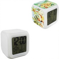 6 Buah Jam LED Sublimasi Kosong Jam Alarm Digital Berubah Warna LED dengan 3 Buah Aluminium Sisipan untuk Logo Cetak yang Dipersonalisasi