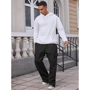 Pantalones Deportivos Cargo de Forro Polar Grueso para Hombre, Corte Holgado, Pierna Ancha, con Múltiples Bolsillos, Anti-Pilling, Material Grueso - Product Image 2