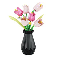Blocs de construction floraux, fleurs décoratives, plantes, tulipes/roses, ensemble d'art et d'artisanat DIY, jouets pour développer la motricité fine des enfants