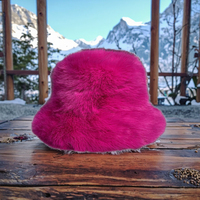 Chapeau bob unisexe en fausse fourrure de renard, doux et luxueux, en tissu éponge, couleur unie, pour l'hiver, décontracté, avec nœuds