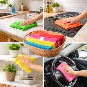<span class=keywords><strong>Serviette</strong></span> de séchage en microfibre 30x30cm pour lavage de voiture, <span class=keywords><strong>serviette</strong></span> absorbante pour cuisine et bar, chiffons de nettoyage en microfibre pour dépoussiérage de table - Product Image 4