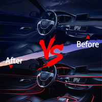 1m/3m/5m Fiber optique Led intérieur multicolore rvb Kit d'éclairage ambiant de voiture lumière ambiante pour voiture