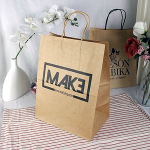 Bolsa de Papel para Envasado de Alimentos con Logotipo Impreso Personalizado, Bolsa de Regalo de Papel Kraft Marrón Blanco Barata para Productos del Hogar para Compras - Product Image 2