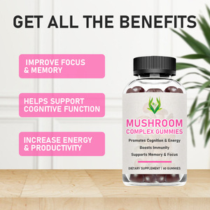 Obtenez tous les avantages des gommes à mâcher au complexe de champignons Reishi, bien-être cognitif quotidien, extrait de cinq champignons, santé du corps entier, gommes à mâcher molles - Product Image 2