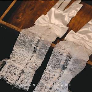 2024 français coude longueur Satin doigt complet gants de mariée élégant dentelle Satin Patch arc longue <span class=keywords><strong>mitaine</strong></span> <span class=keywords><strong>mariage</strong></span> gants de mariée - Product Image 3