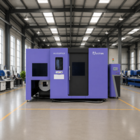 Machine de découpe laser à fibre entièrement fermée avec table d'échange et axe rotatif, pour découpe de métaux, haute puissance, commande CNC