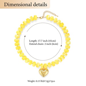 Collana Artigianale con Ciondolo a Cuore <span class=keywords><strong>in</strong></span> Perline di <span class=keywords><strong>Resina</strong></span> Acrilica Colorata, Gioiello alla Moda per Donne - Product Image 5