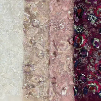 Tissu de Robe de Mariée Haut de Gamme en Maille Perlée, Sergé, Brodé de Paillettes, Extensible, Respirant et Léger – Vente en Gros de Dentelle en Maille