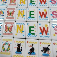 Ensemble de Mahjong en Acrylique Moderne et Luxueux, Illustré de Façon Artistique, avec un Chat Noir Mignon et un Design Américain Vintage, Cadeau Unique pour les Amateurs de Mahjong
