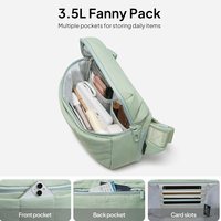 Hüfttasche mit Wasserflaschenhalter, Große Kapazität Reise-Gürteltasche, Salbeigrüne Crossbody-Umhängetasche zum Wandern und Spazieren