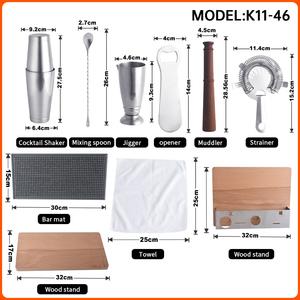 Ouyada Chất lượng cao bartender Martini Shaker 11-mảnh Boston Cocktail Shaker thiết lập chuyên nghiệp barware công cụ Bộ thanh phụ kiện - Product Image 2