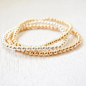 Personalized Stainless Steel <strong>Stacking</strong> <strong>Bracelet</strong> Custom Gold Beaded <strong>Bracelet</strong> As Gift for Her - Product Image 1