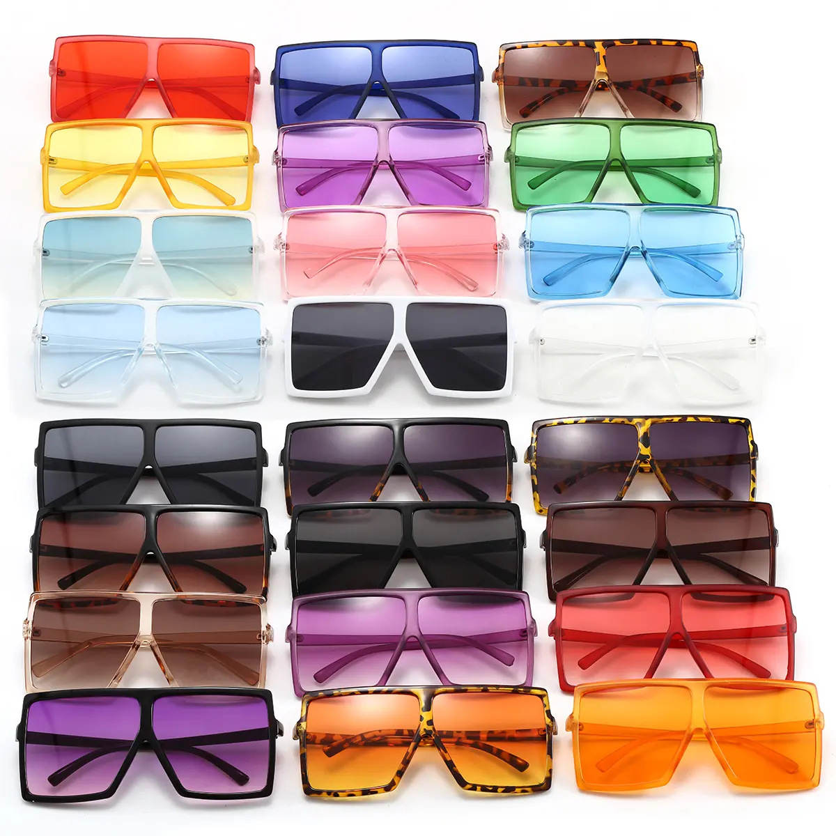 Mode Big Square Rahmen One Piece Sonnenbrille Übergroße bunte Brand Designer Sun Glasses Shades Women