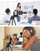 Kit de Vlogging pour Smartphone KSD-T50, Équipement d'Enregistrement Vidéo avec Trépied, Microphone et Lumière LED pour Téléphone, Ensemble YouTube