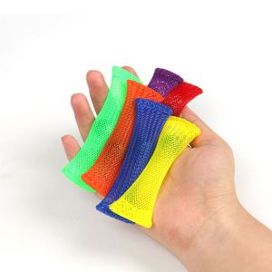 Jouets à presser en maille extensible multicolores, tubes en maille tricotée avec billes - Product Image 2