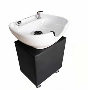 Lavacabezas vertical de cerámica con base de pilar, tipo piscina, para lavado de cabello sentado, de plástico - Product Image 1