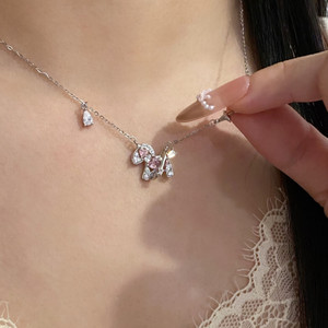 Collier en argent pur S925 avec zircon galaxie souriant, perle douce, étincelant, petit, frais, atmosphère féerique, luxe et légèreté - Product Image 2