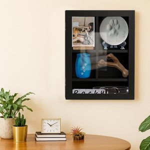 Nouvelle conception, boîte à souvenirs pour animaux de compagnie en bois de pin massif de 12x16 pouces avec étagères réglables, boîte de présentation personnalisée - Product Image 1