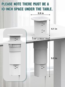 Prise industrielle américaine avec charge sans fil, prise pneumatique escamotable, 5 prises, 2 ports, charge rapide 15W, WiFi, alimentation cachée pour comptoir - Product Image 4