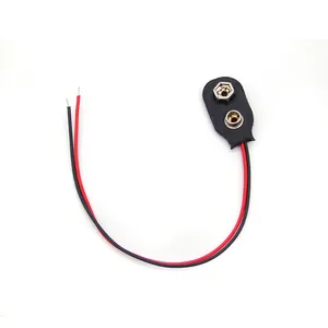 15cm I shape Black Red Cable Connection 9V Battery Clips Connector Buckle