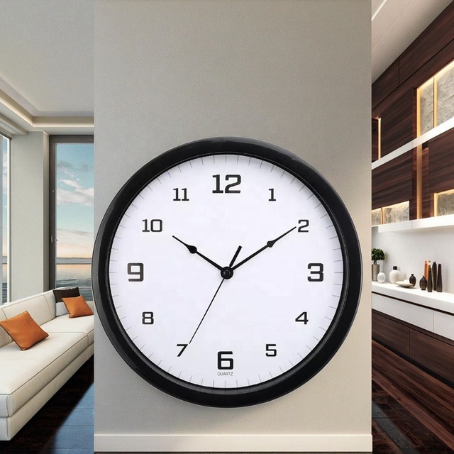 Simple Round ABS Luxury Digital Single Face Wall Clock for Home Office Kitchen Decoration Silent Sweep