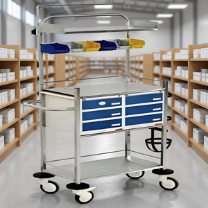 Crash Cart <b>Trolley</b> for Hospitals ABS Body with Multiple Drawers 4-Wheel Easy Clean - Product Image 1