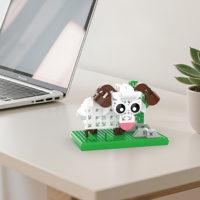 Juego de bloques de construcción de ovejas personalizadas OEM de PUNGROW para niños, bloques para mascotas, serie bonita, Material ABS, juguete, ladrillos de animales ensamblados en 3D