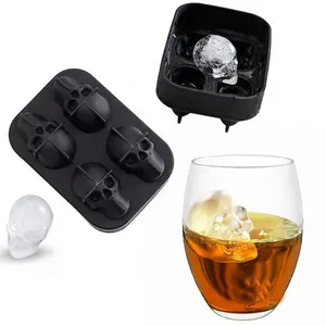 hot Food Grade Silicone Halloween Whiskey Ice 3D Shaped Ice Ball Cube maker Ice Tray Mold