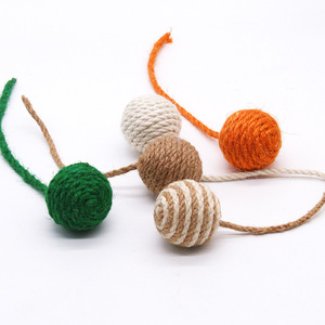 Jouet pour chat en forme de boule de sisal avec longue queue, jouet interactif à mâcher pour le nettoyage des dents, jeu pour animaux de compagnie - Product Image 2